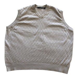 Greg Norman V-Neck Cream Cable Knit Golf Sweater Vest 100% Cotton Men's XXL